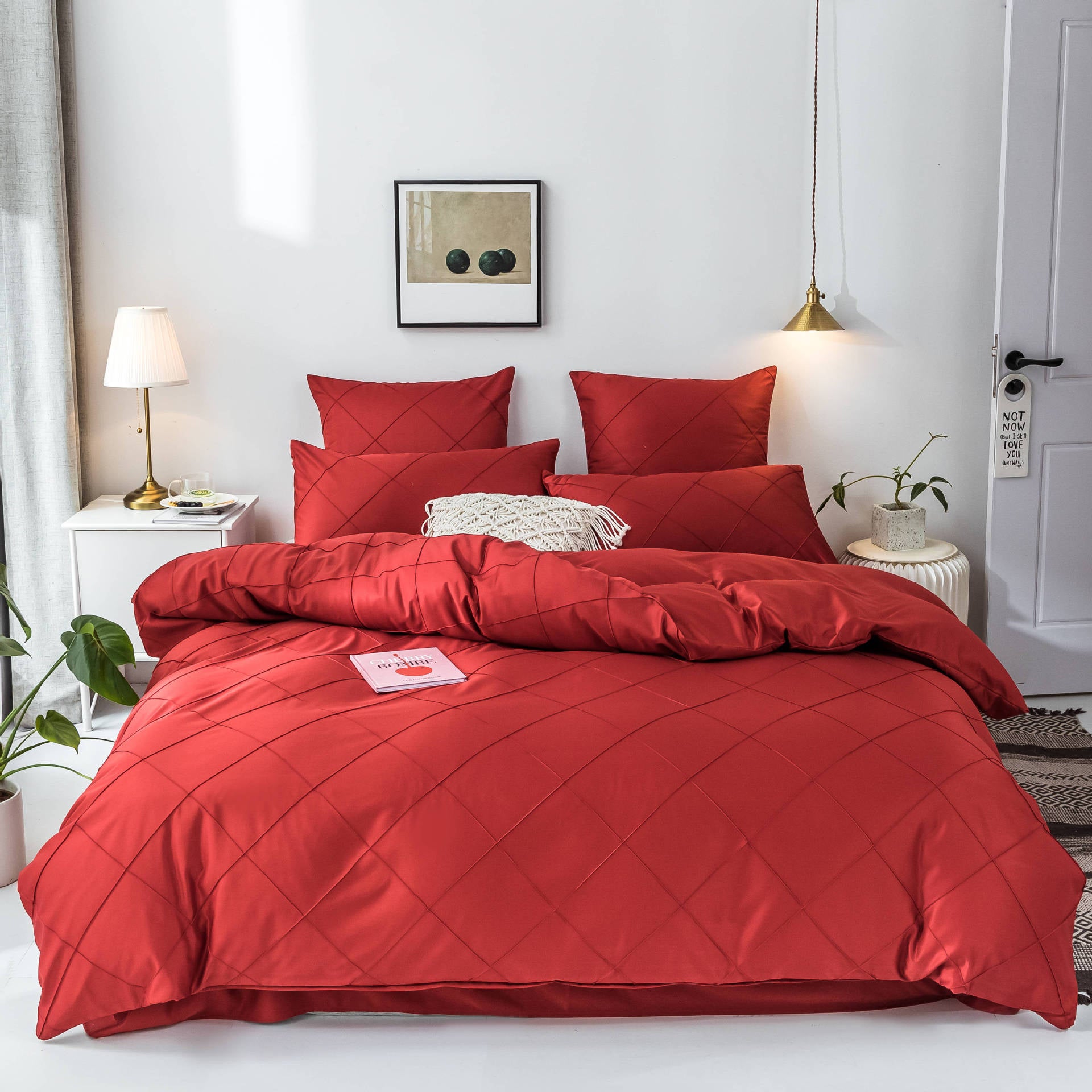 Fashion Diamond Pattern Duvet Cover and Pillowcase Set - 3 Pieces - Calm Cloud Bedding